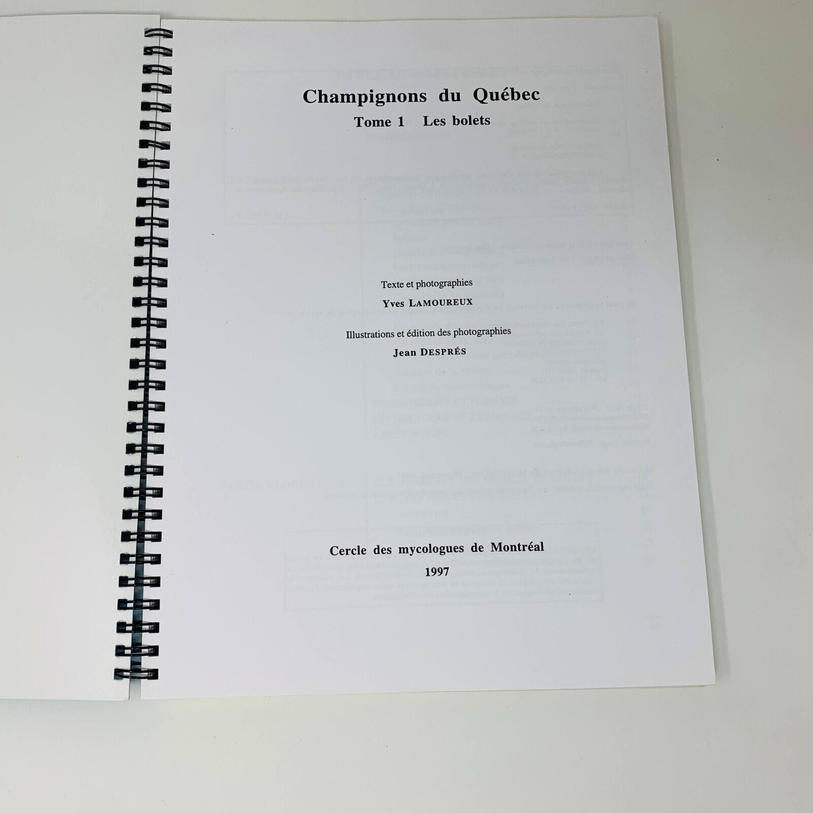 1997 Champignons du Québec Tome 1 Les Bolets Cercle des Mycologues de Montréal