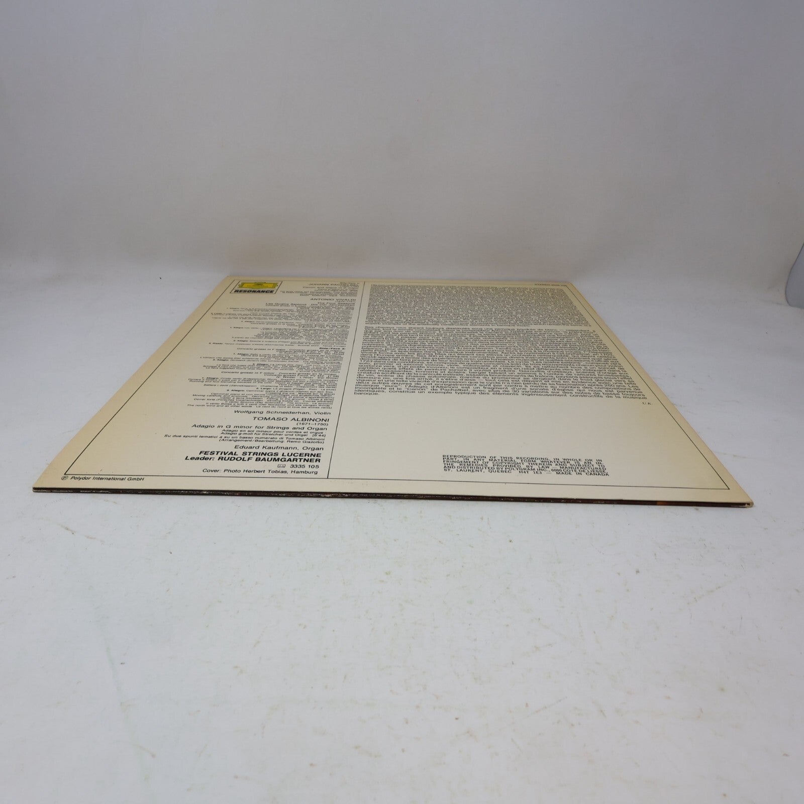 Four Seasons/Adagio/Canon & Gigue Lucerne Festival Baumgartner Record 2535 1 105
