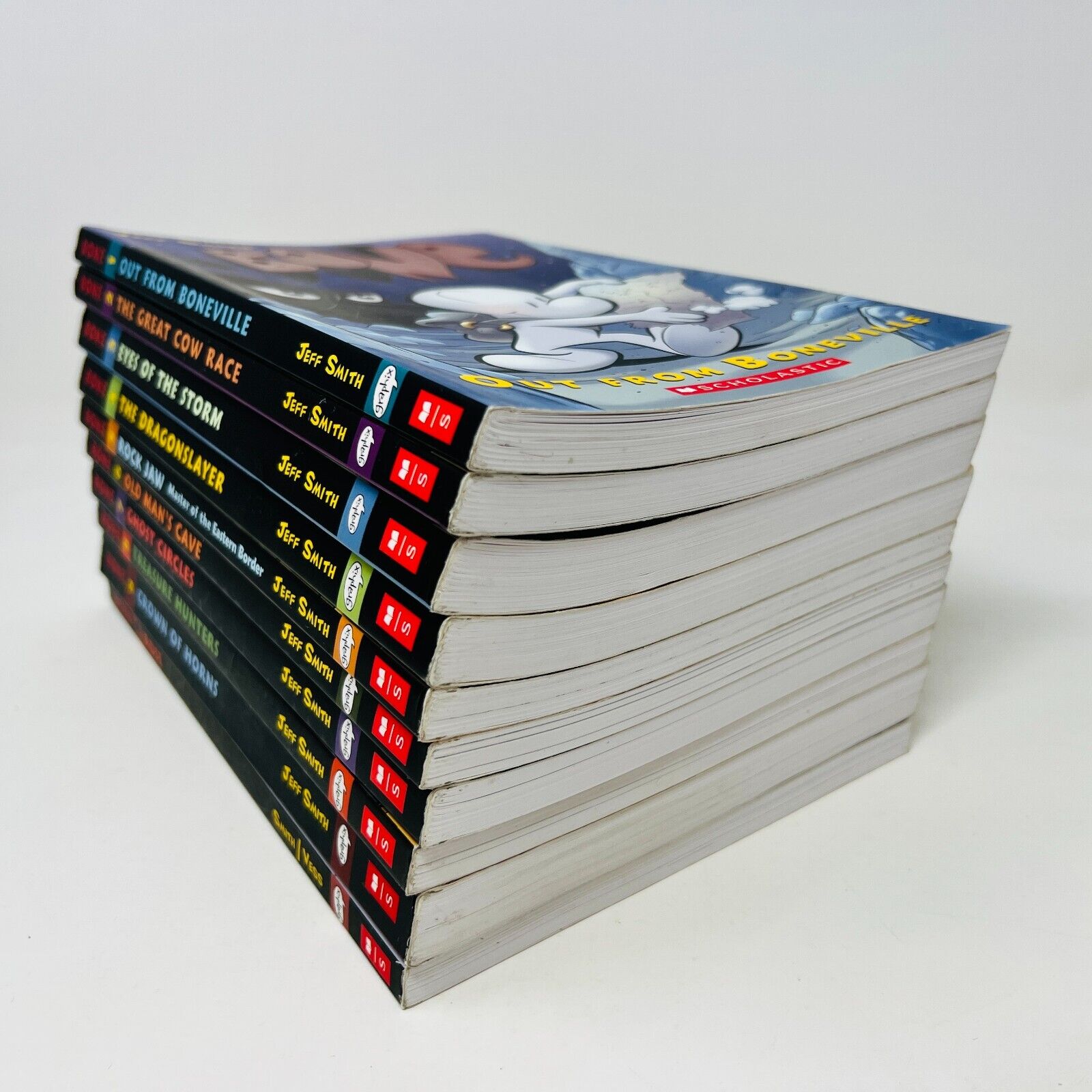 Lot of 10 Bones by Jeff Smith Paperback Scholastics Comics 1-9 + Rose Set Bundle