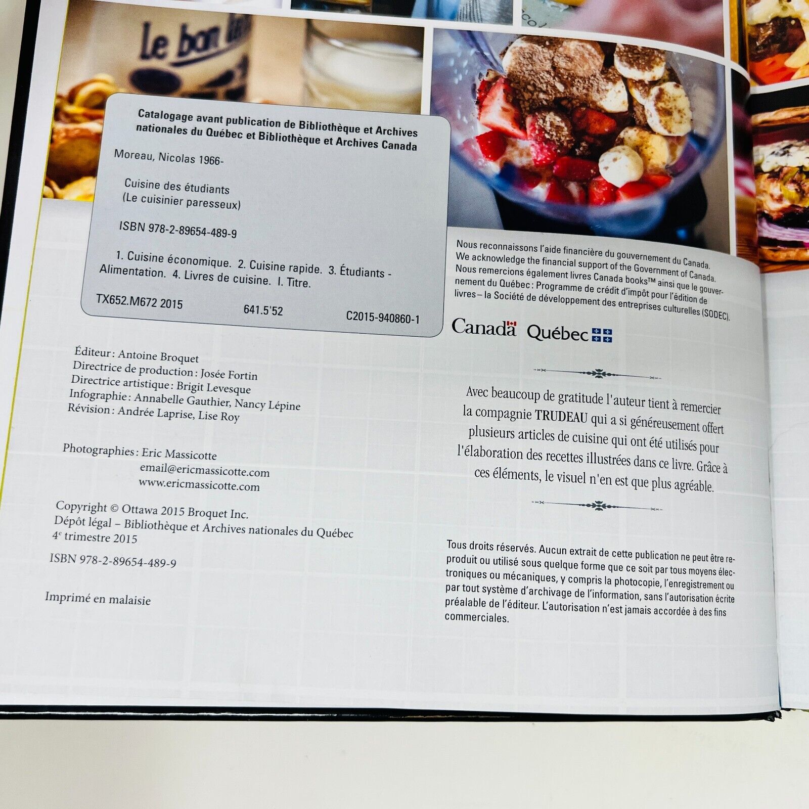 2015 Cuisine des Étudiants Nicolas Moreau Cuisinier Paresseux Recettes Broquet