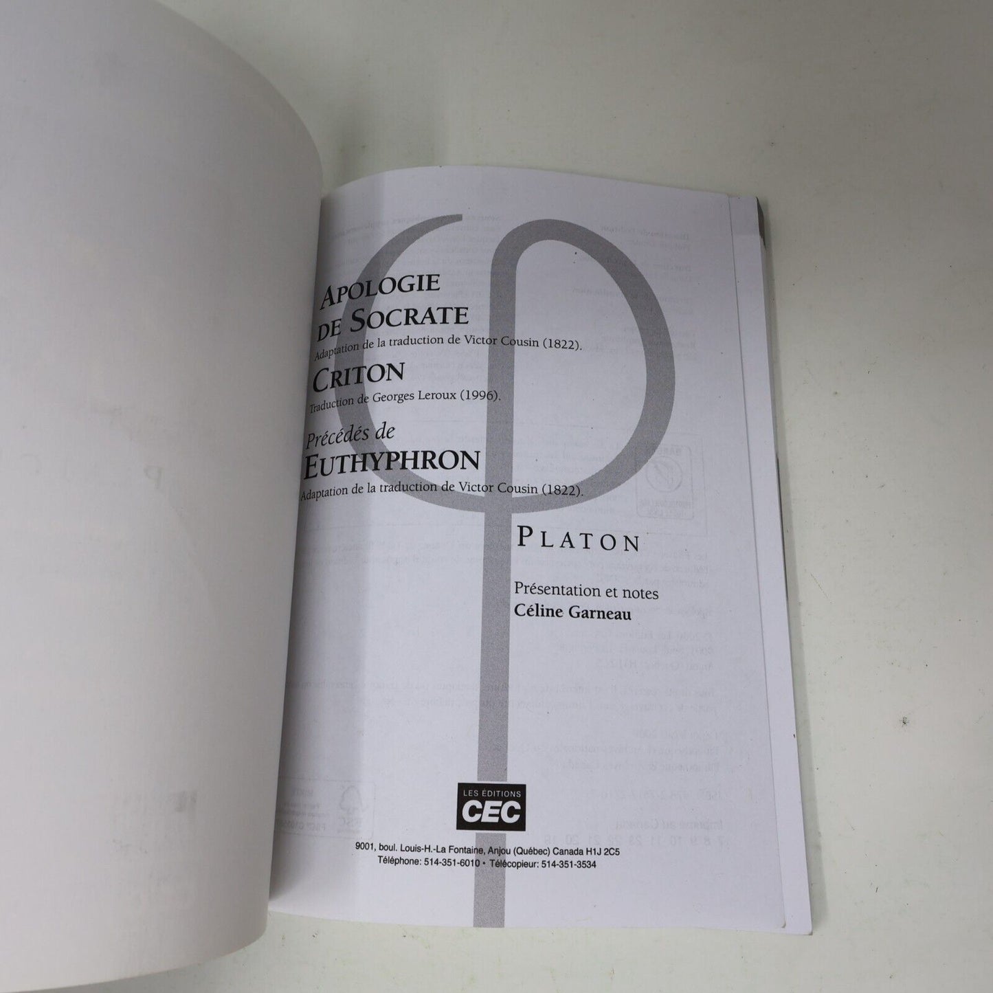 Tristan et Iseut/Candide/Apologie de Socrate/Phèdre Lot Racine/Voltaire/Platon