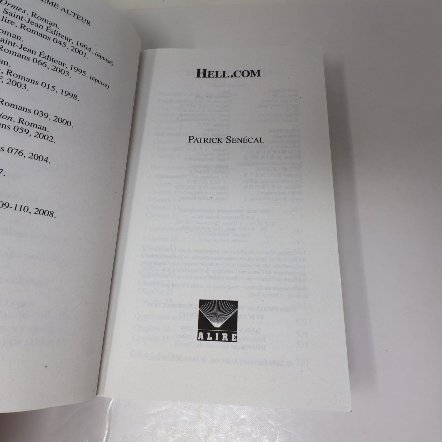 Hell.Com Patrick Senécal Alire 2009 PB Français French Grand Format Horreur Book