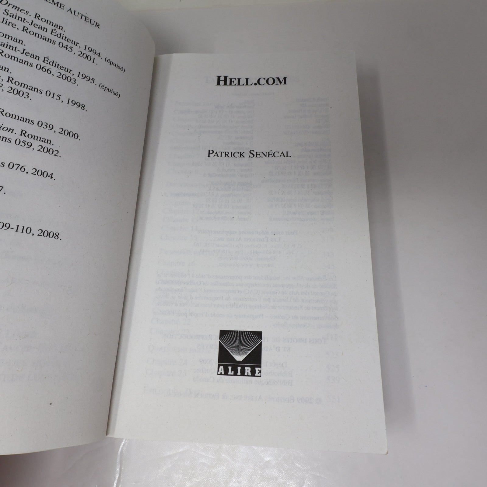Hell.Com Patrick Senécal Alire 2009 PB Français French Grand Format Horreur Book