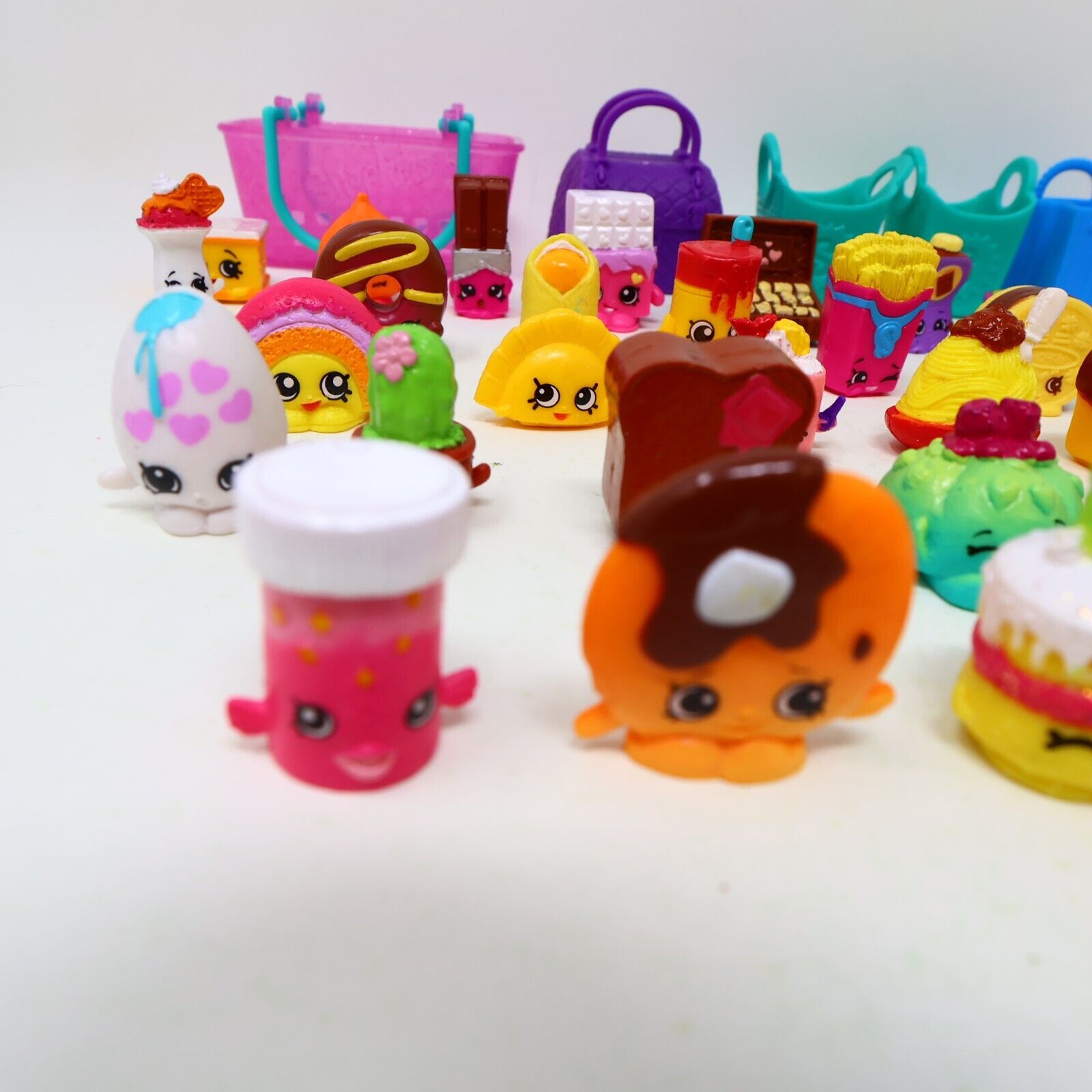 Lot of 33 Shopkins Figures Toys Mixed Food Bread Chocolate Cake Cookies Moose
