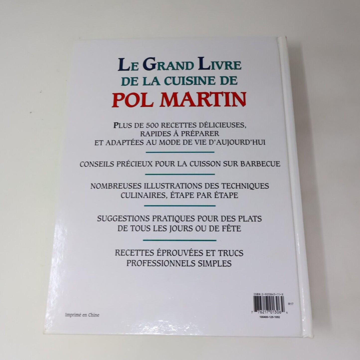 1987 Le Grand Livre de la Cuisine de Pol Martin Recettes Français Brimar HC 80s