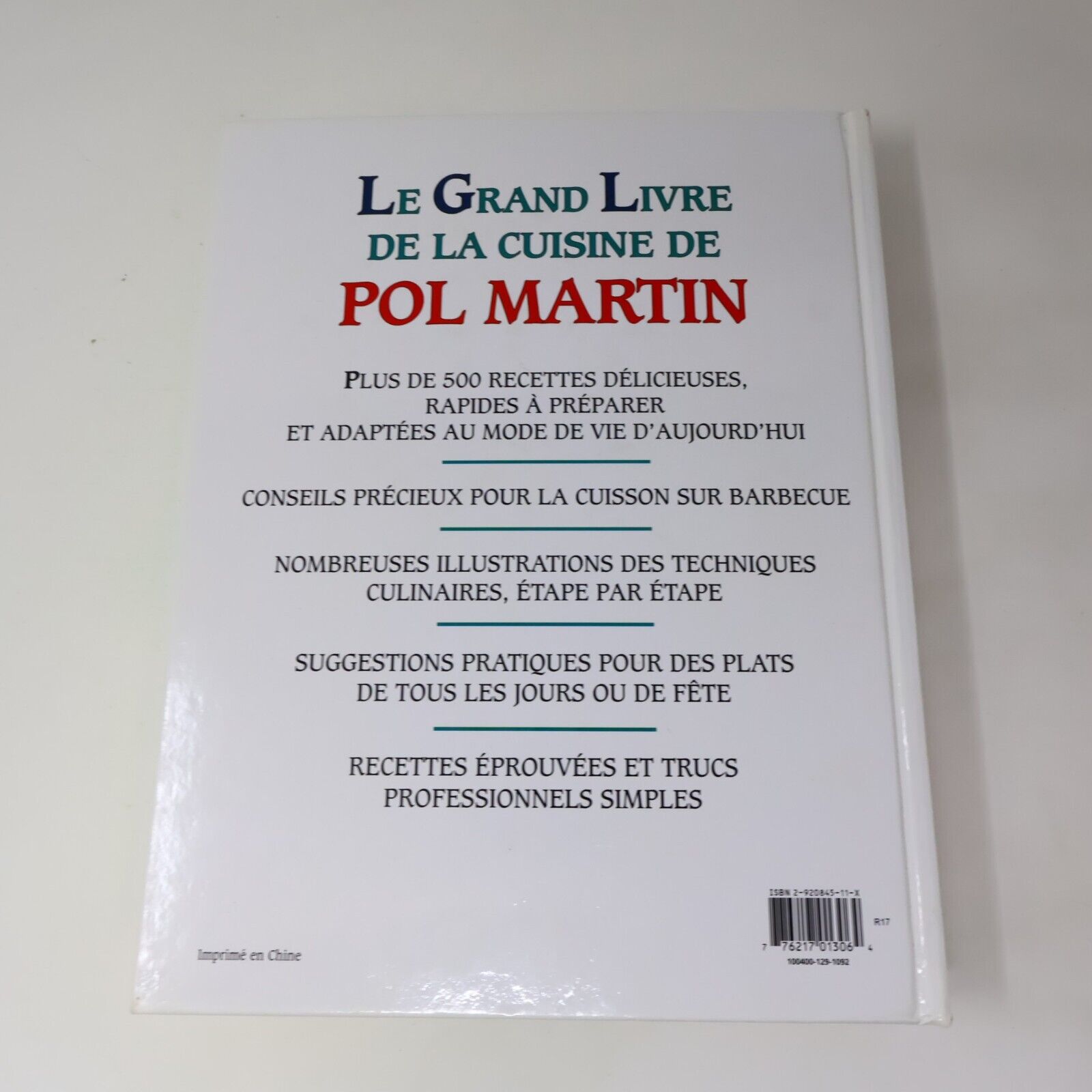 1987 Le Grand Livre de la Cuisine de Pol Martin Recettes Français Brimar HC 80s