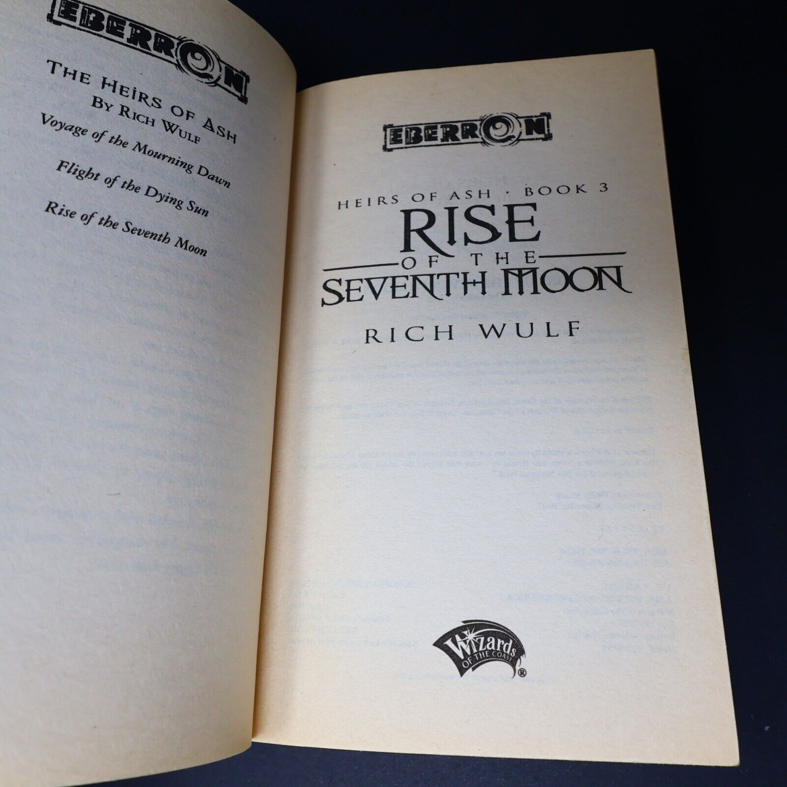 Lot 3 Books Heirs of Ash #1-3 by Rich Wulf EBerron Wizards of the Coast Fantasy