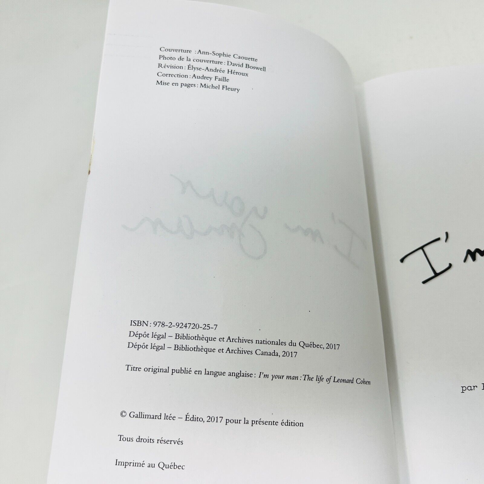 2017 I'm Your Man La Vie de Leonard Cohen Biographie de Sylvie Simmons Français