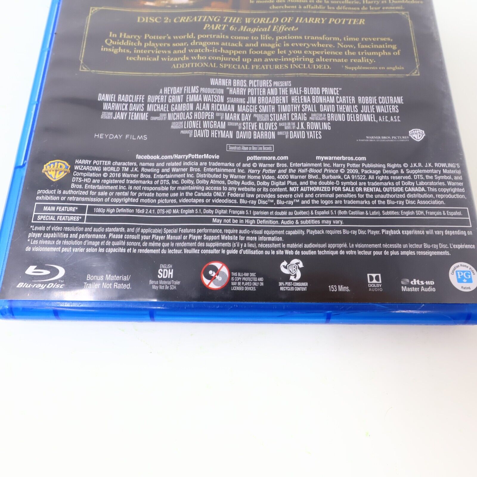 Harry Potter #6 The Half-Blood Prince/Prince Sang-Mêlé Blu-Ray English/Français