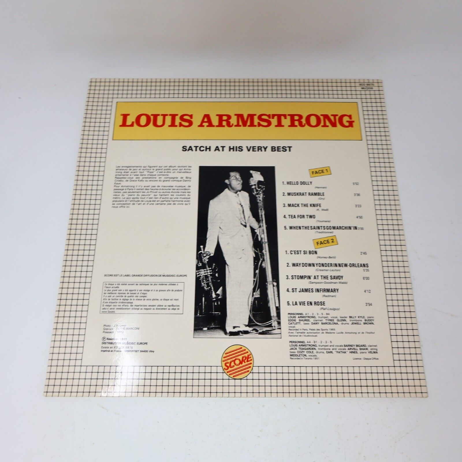 Louis Armstrong Satch at his Very Best LP Vinyl Record SCO 8975 Sleeve in French