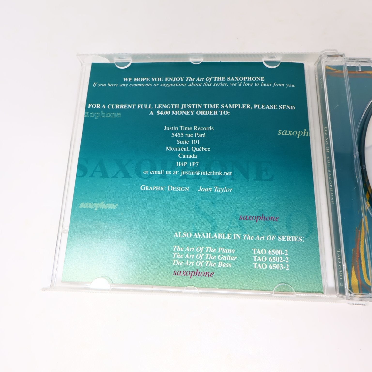The Art Of The Saxophone CD 1997 Jazz Justin Time Records Canada