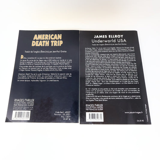 James Ellroy Lot 2 Livres American Death Trip/Underwold Usa Français French PB