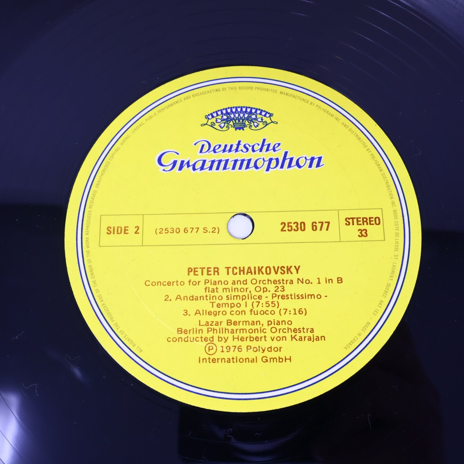 Tschaikowsky Von Karajan Lazar Berman Berliner Klavierkonzert 1 Record 2530 677