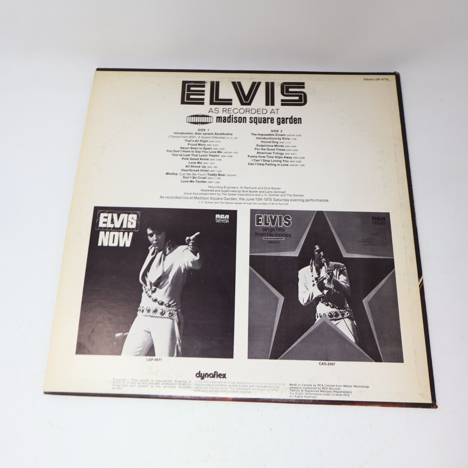 Elvis Presley Elvis As Recorded At Madison Square Garden LP Record 1972 LSP-4776