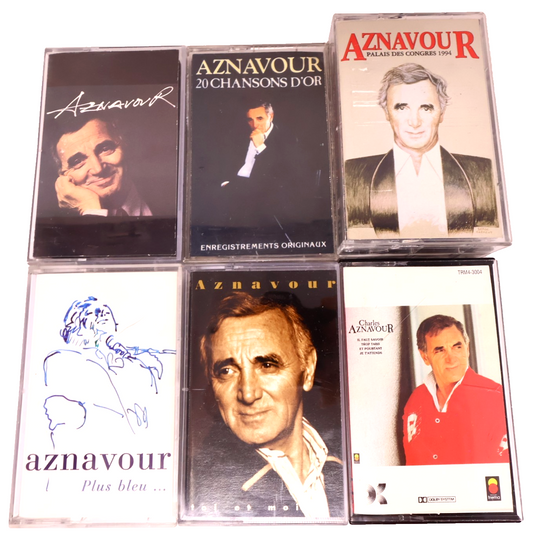 Aznavour Lot 6 Cassettes Plus Bleu/Toi et Moi/Chansons d'Or/Palais des congrès
