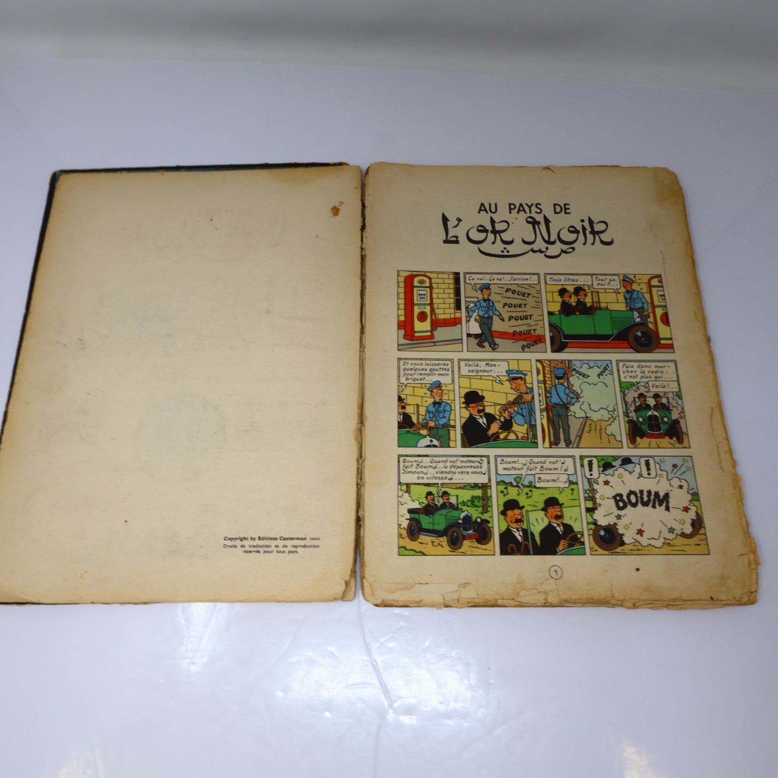 Tintin Au Pays de l'Or Noir Hergé Casterman 1950 B4 EO HC Français Mauvais État