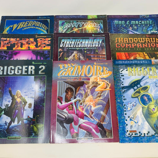 9x Shadowrun RPG Books Lot Sourcebook Companion Man Machine Cyberware 90-2000s