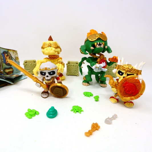 Lot of 4 Treasure X Kings Gold Figures Infernog Gold Nuckles Ivory Slicer Moose