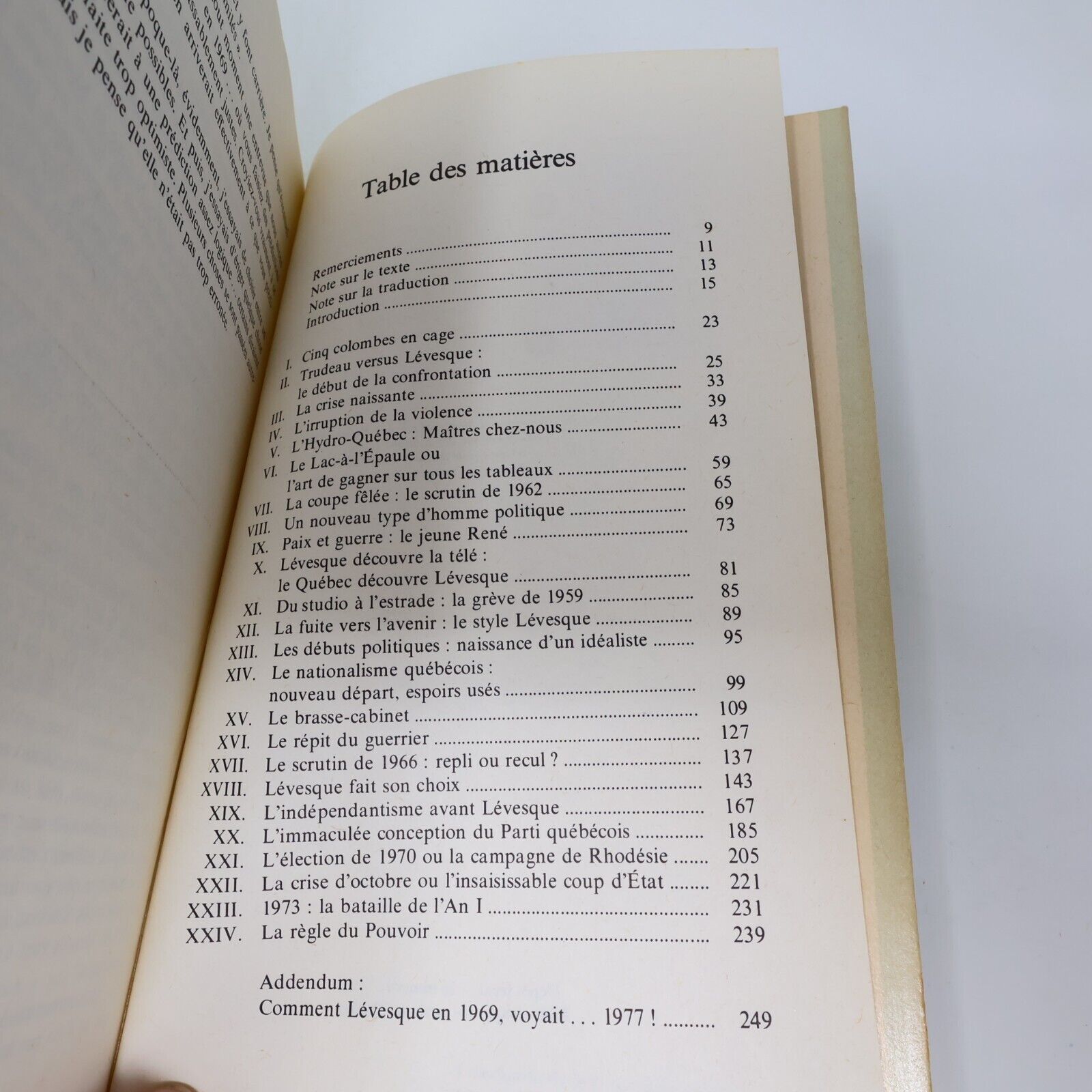 1977 René Lévesque ou le Projet Inachevé Peter Desbarats Biographie Politique PB