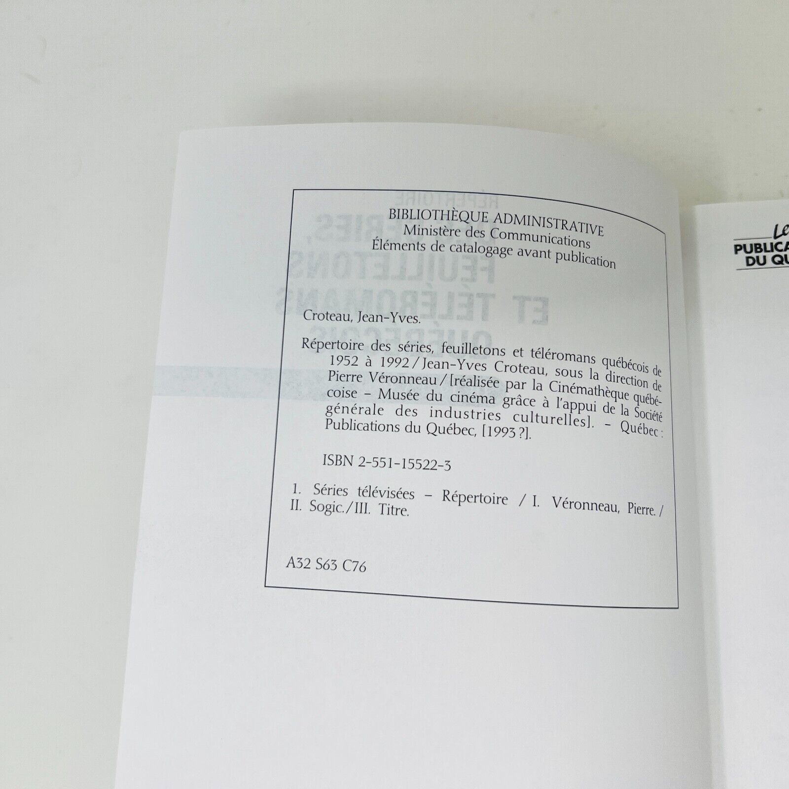 Répertoire des Séries, Feuilletons et Téléromans Québécois de 1952 à 1992 Livre