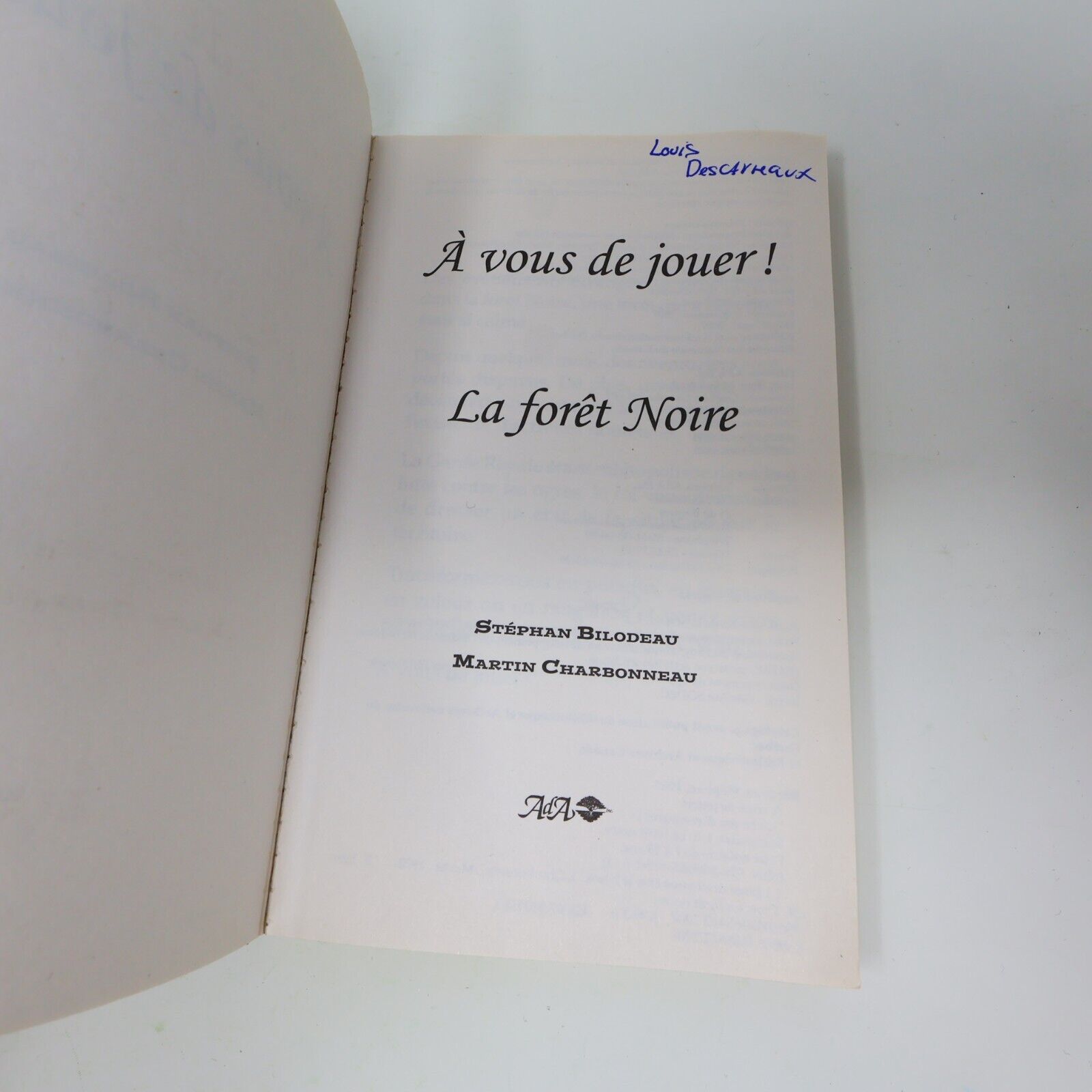 Lot 7 Livres À Vous de Jouer! #1-2 4-8 Ada La Forêt Noire Jeu de Rôle Français
