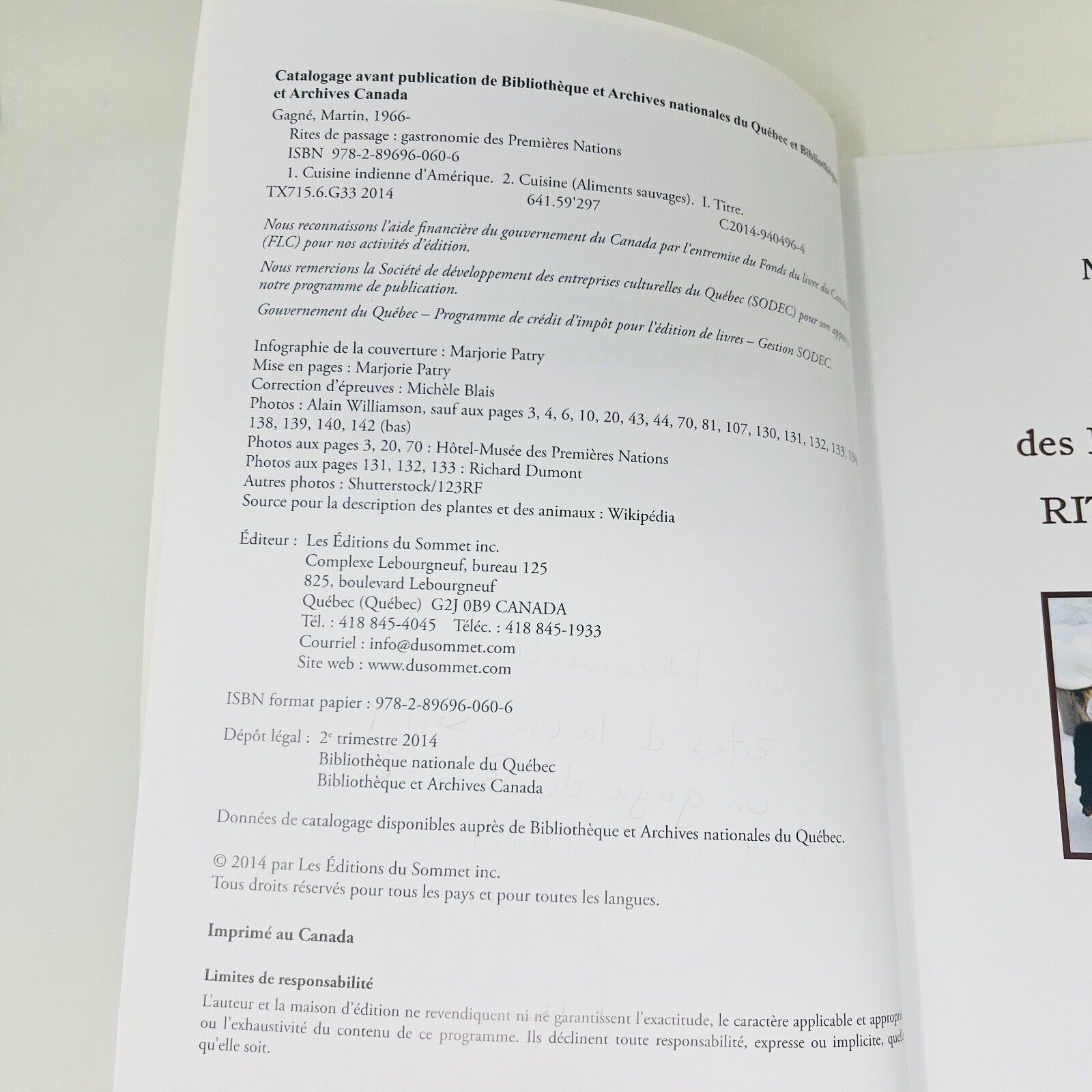 Gastronomie des Premieres Nations Signé par Martin Gagné Livre Recettes Cuisine
