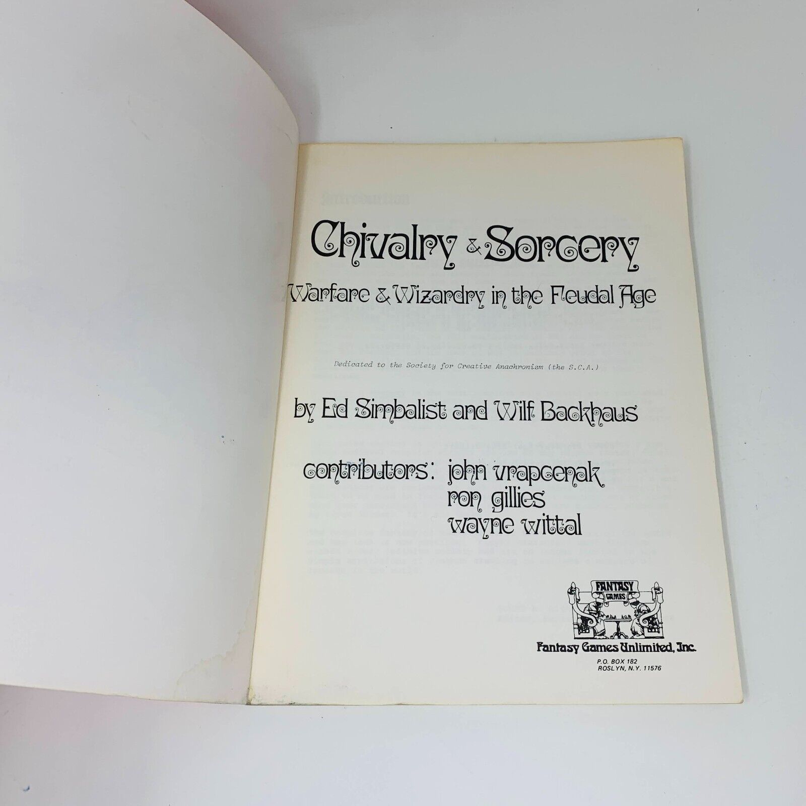 1977 Chivalry & Sorcery Warfare & Wizardry in the Feudal Age RPG FGU Simbalist