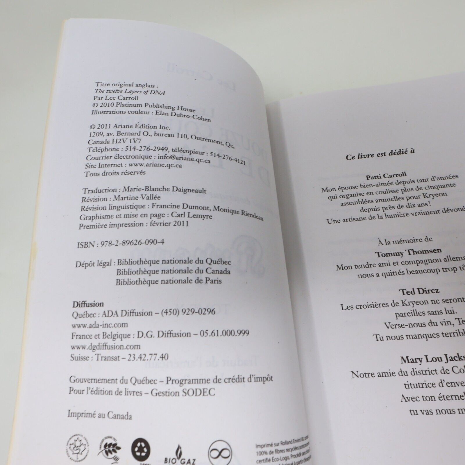 2011 Les Douze Couches de l'Adn Tome X Kryeon Ésotérisme Ariane Français Livre