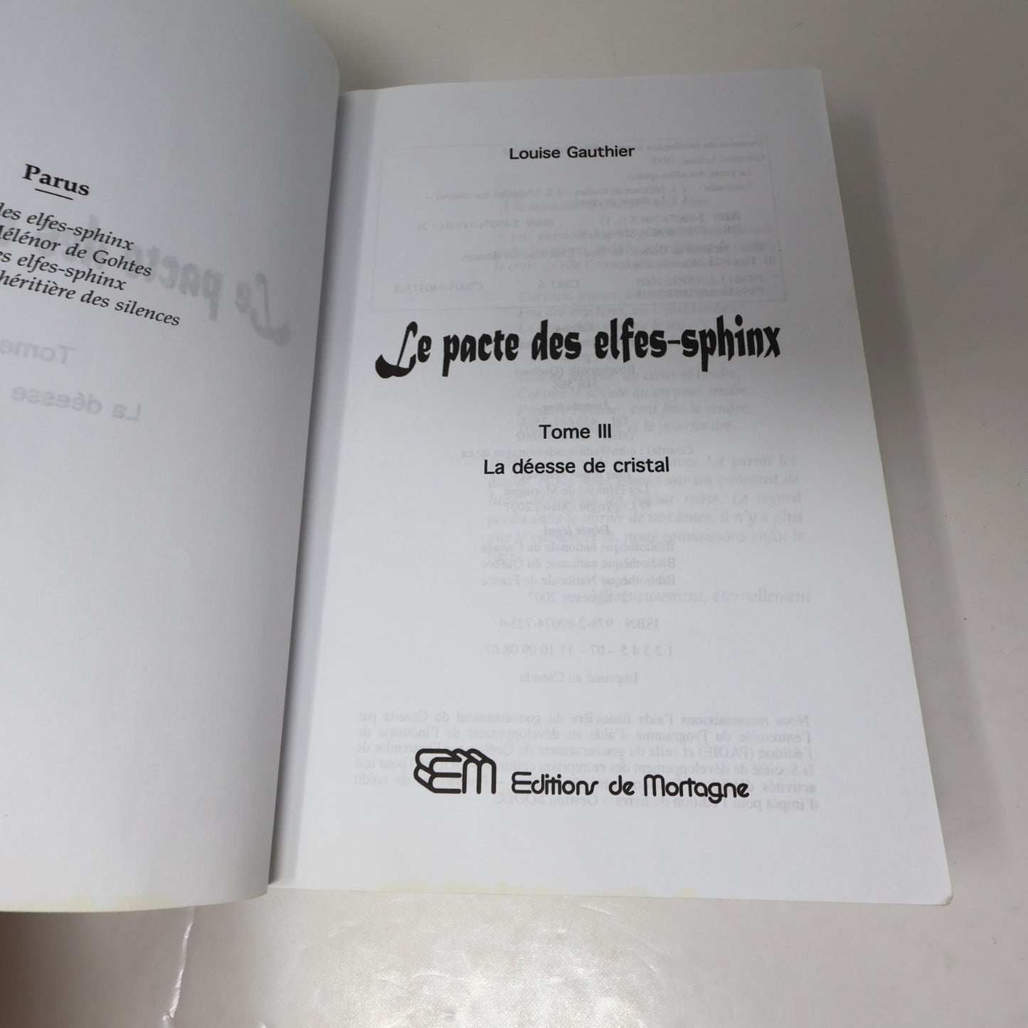 Le Pacte des Elfes-Sphinx #3 La Déesse de Cristal Louise Gauthier De Mortagne PB