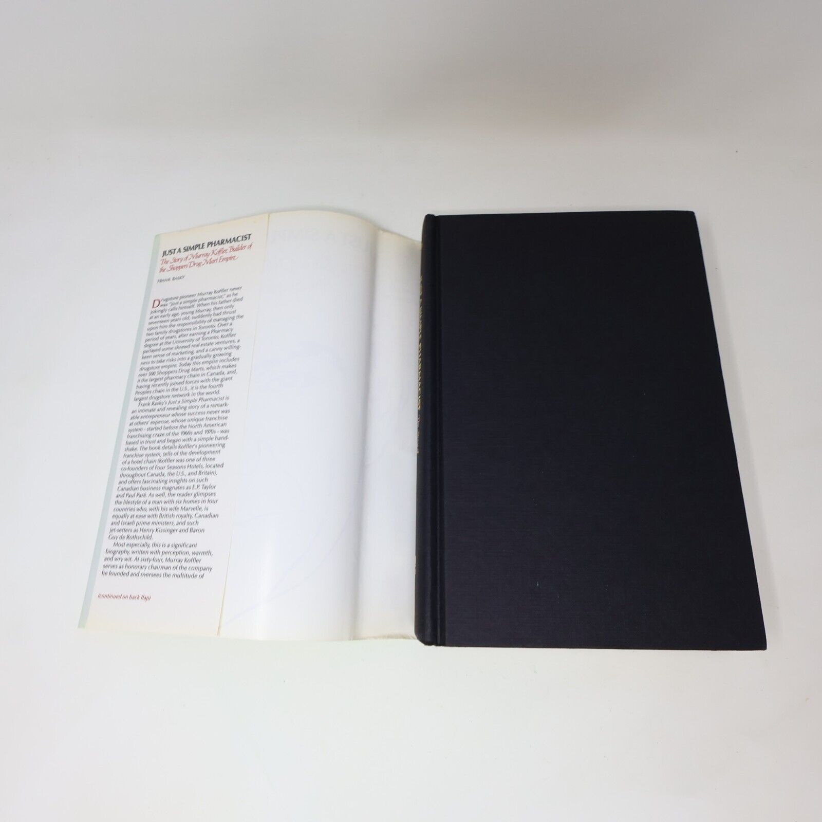 1988 Just A Simple Pharmacist by Frank Rasky Hardcover HC M&S Murray Koffler 80s