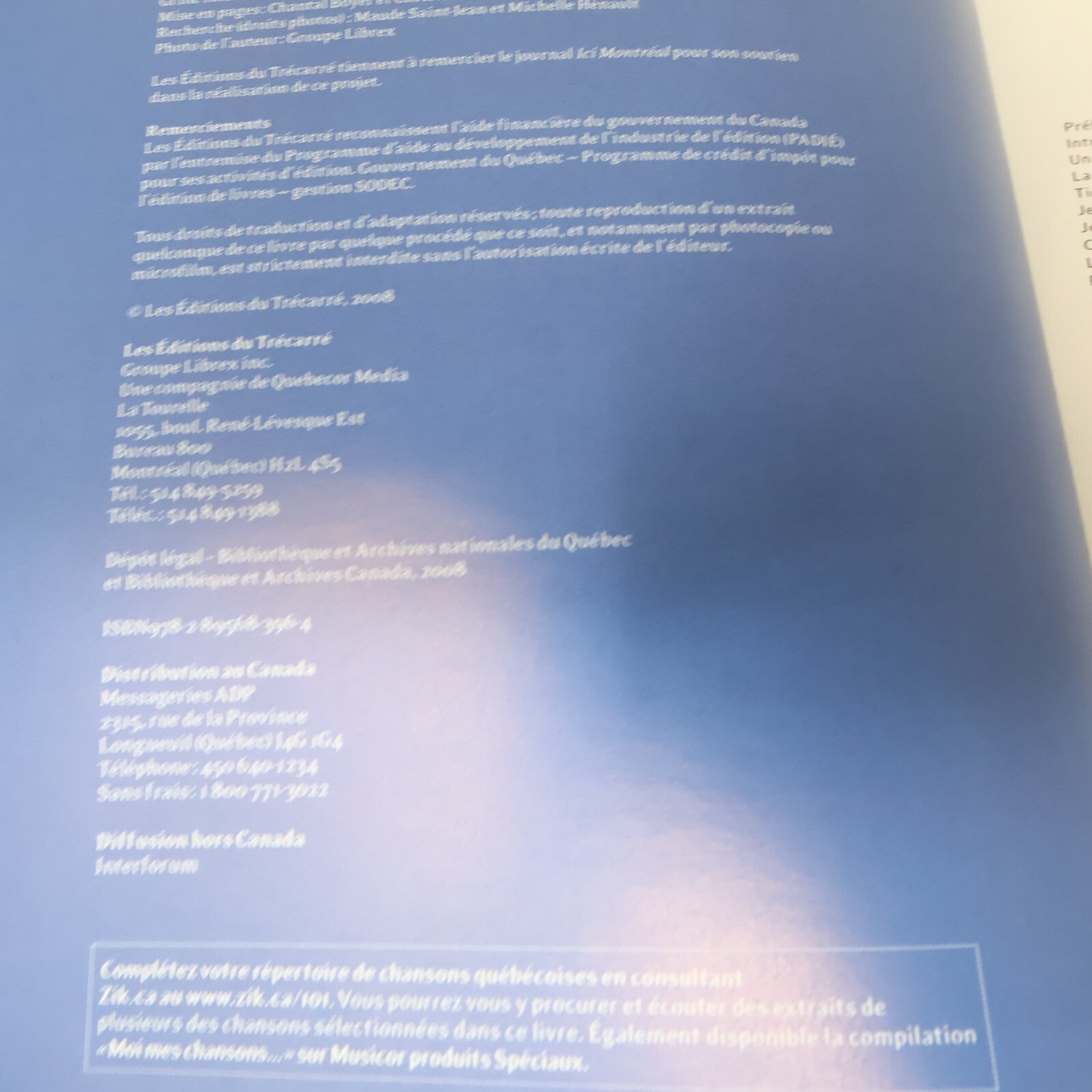 Les 101 Disques qui ont Marqué le Québec Éric Trudel 2008 Trécarré Français PB