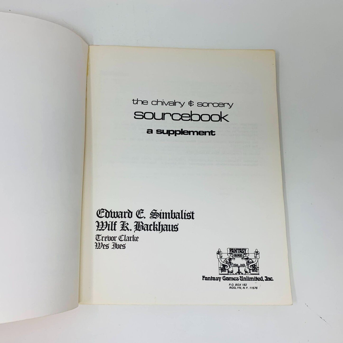 1978 The Chivalry & Sorcery Sourcebook RPG FGU Edward Simbalist & Wilf Backhaus