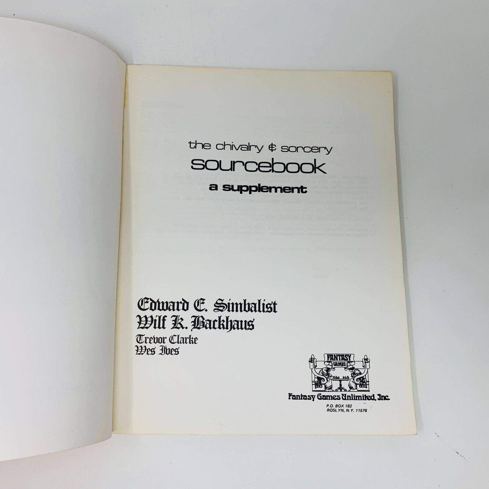 1978 The Chivalry & Sorcery Sourcebook RPG FGU Edward Simbalist & Wilf Backhaus