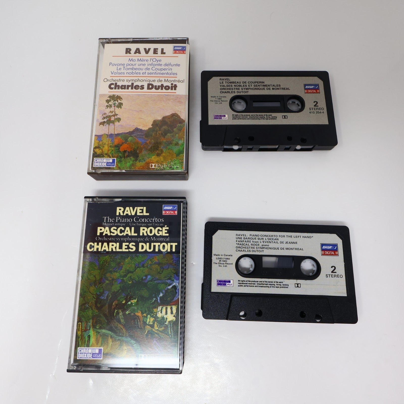 Ravel 3 Cassettes Lot Bolero/Ma Mère L'oye/Pianos Conertos Dutoit/Monteux/Rogé