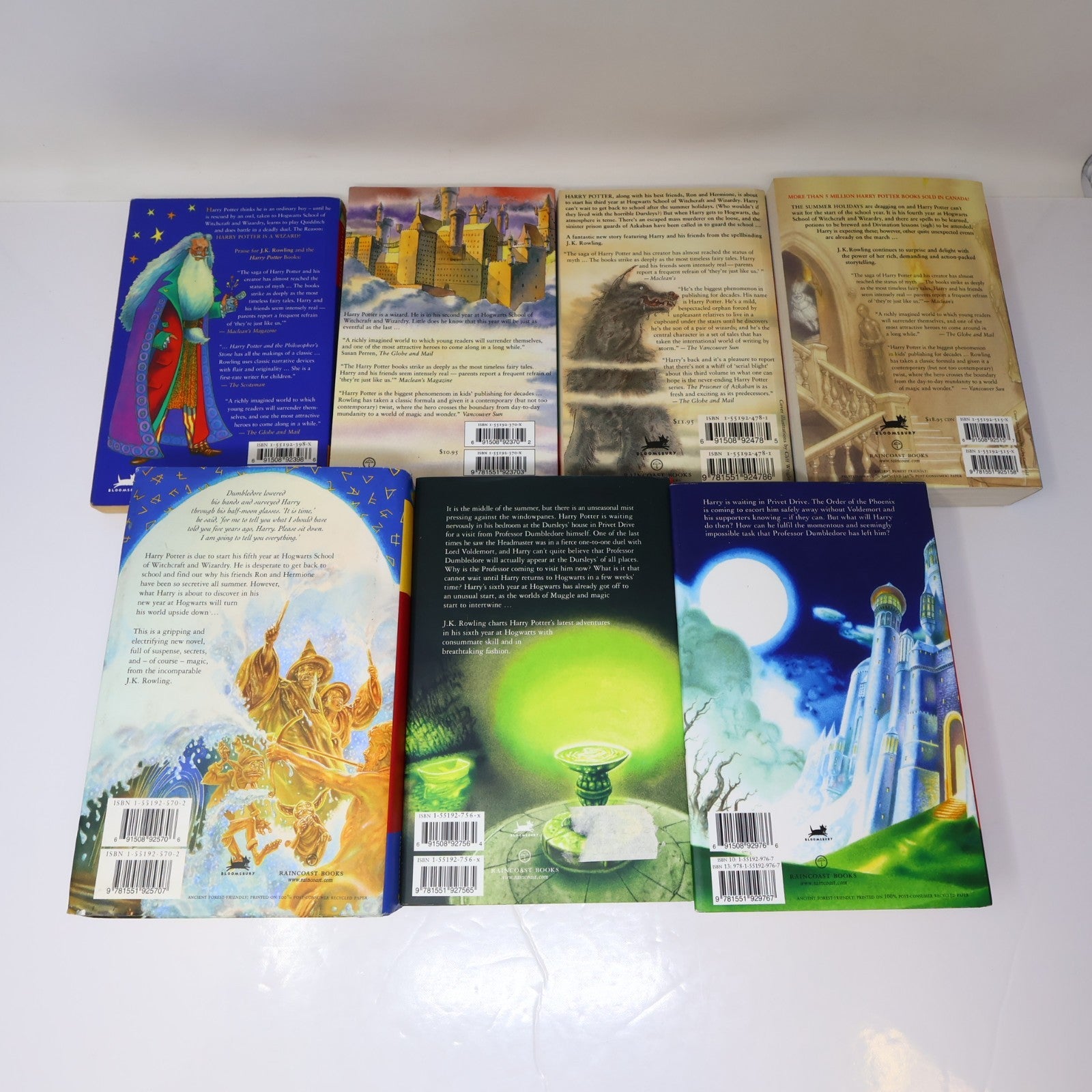 Harry Potter #1-7 Complete Set 7 Books Lot Raincoast/Bloomsbury Rowling PB & HC