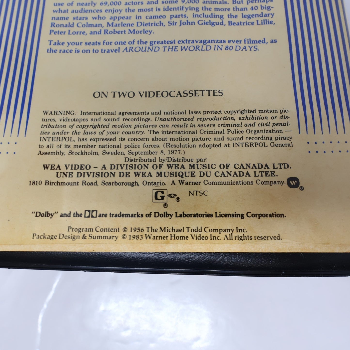 Around the World in 80 Days VHS NTSC Movie Michael Todd David Niven Clam Shell