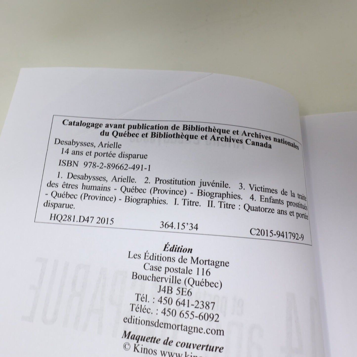 14 Ans et Portée Disparue Arielle Desabysses 2015 De Mortagne Français Paperback