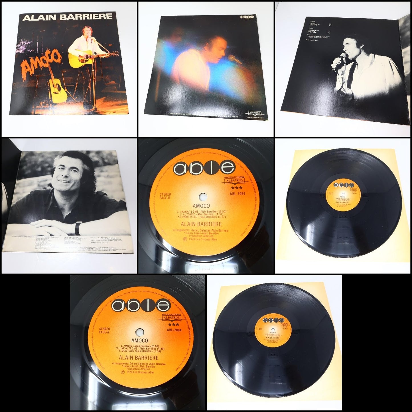 Alain Barriere Lot 10 Disques LP Record Sérénade et Tragédie/Amoco/Seduction