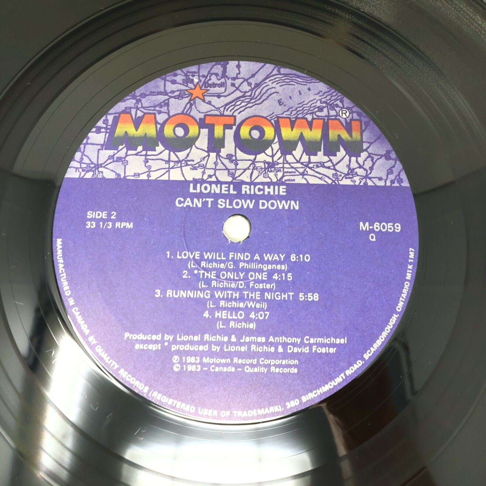 Lionel Richie Can't Slow Down LP Record Motown M-6059 1983 Canada All Night Long