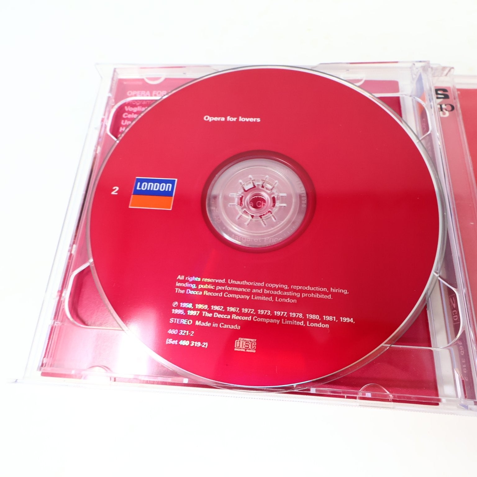 Opera For Lovers CD 1998 2CD Romantic Opera Classics London Verdi/Donizetti