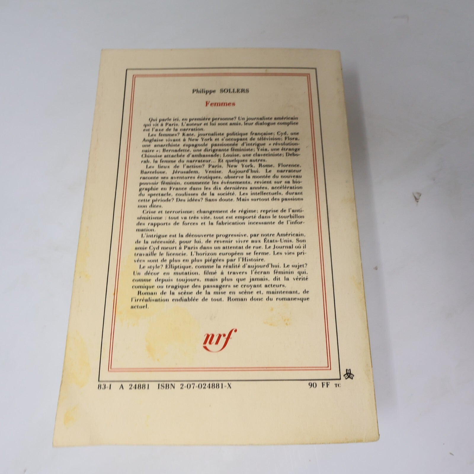 Philippe Sollers Lot 2 Livres Femmes/Le Parc Littérature Française Roman France