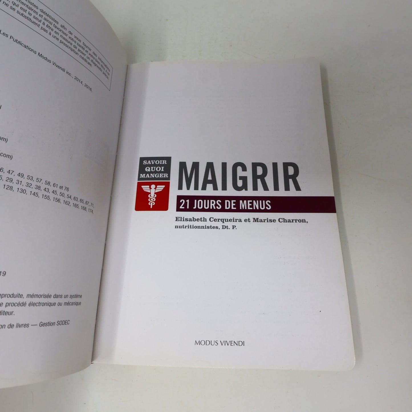 2019 Maigrir 21 Jours de Menus Elisabeth Cerqueira Marise Charron Cuisine Québec