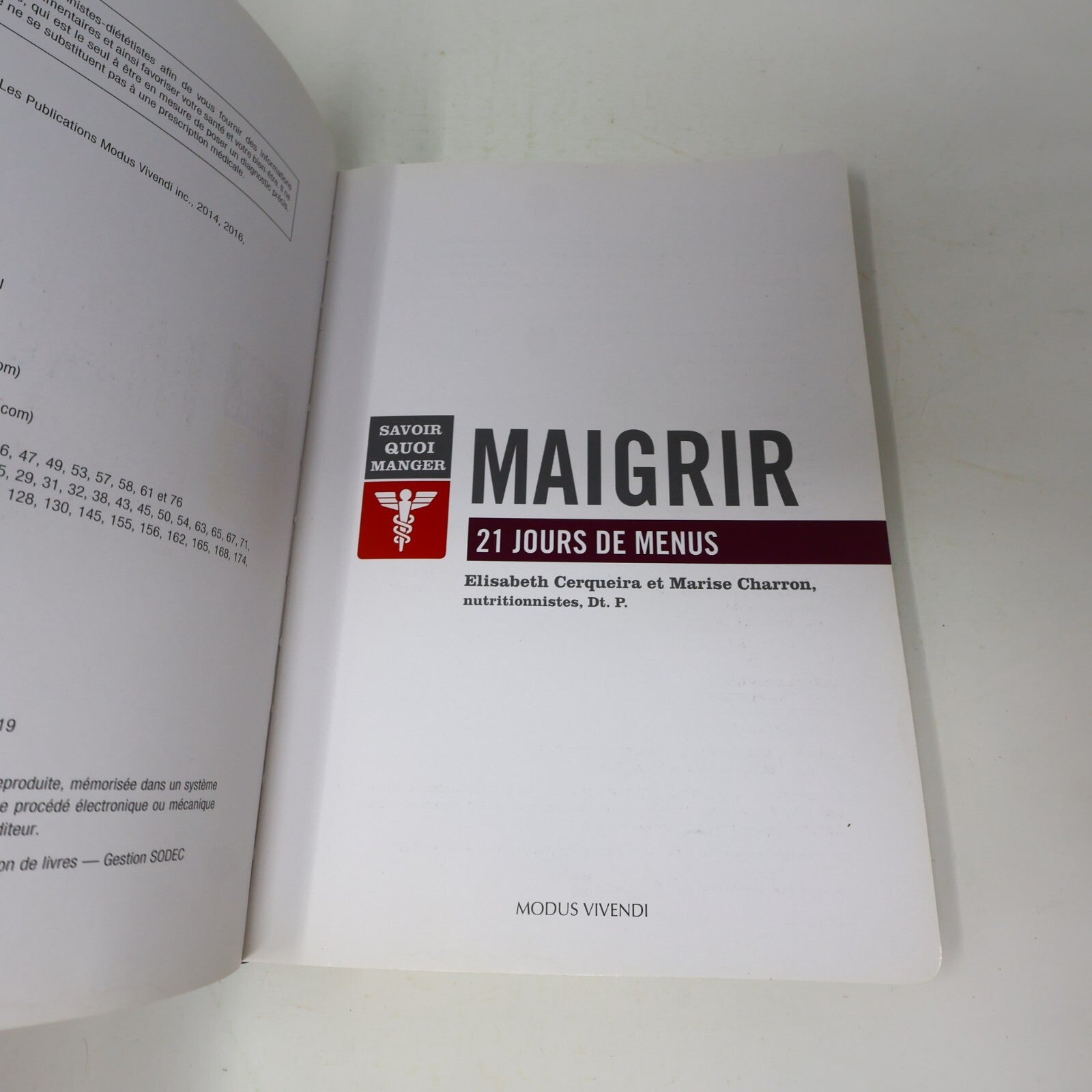 2019 Maigrir 21 Jours de Menus Elisabeth Cerqueira Marise Charron Cuisine Québec