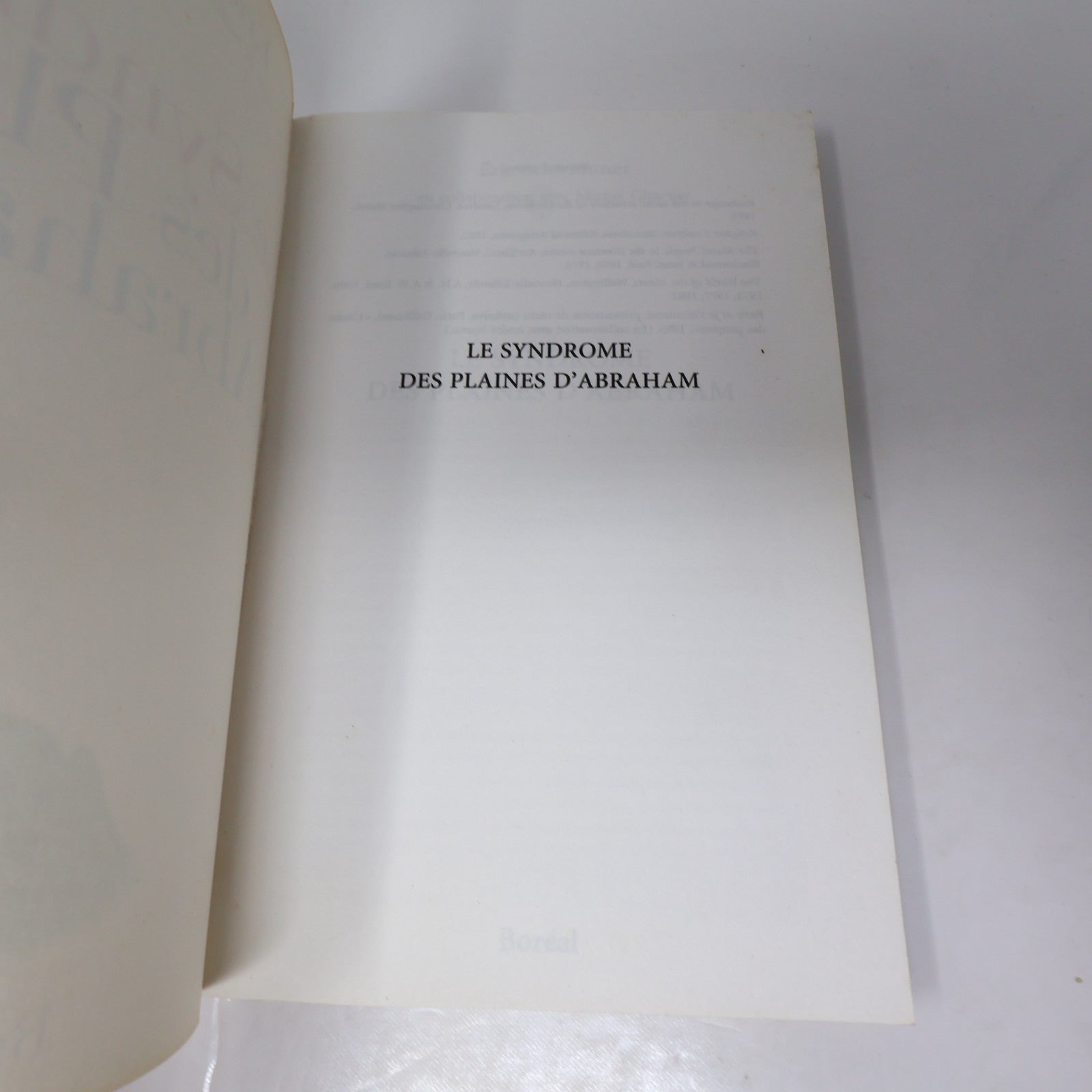 Le Syndrome des Plaines d'Abraham Eric Schwimmer Boréal 1995 PB Français French