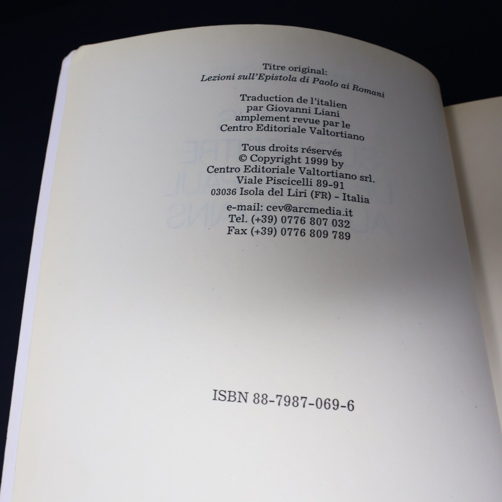 1999 Leçon sur L´Épître de Saint Paul aux Romains de Maria Valtorta Français PB