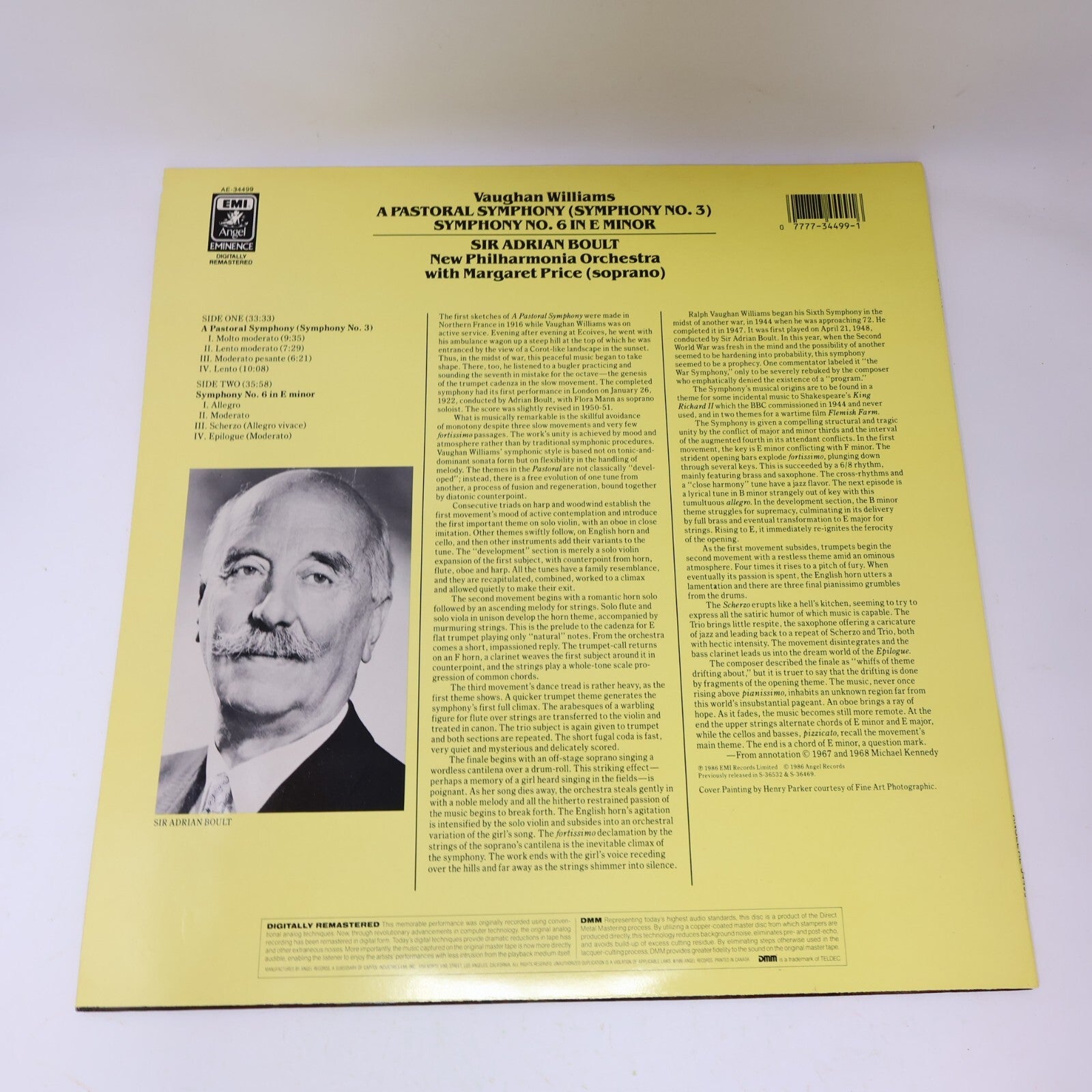 Sir Adrian Boult Vaughan Williams Margaret Price Pastoral Record Vinyl AE-34499