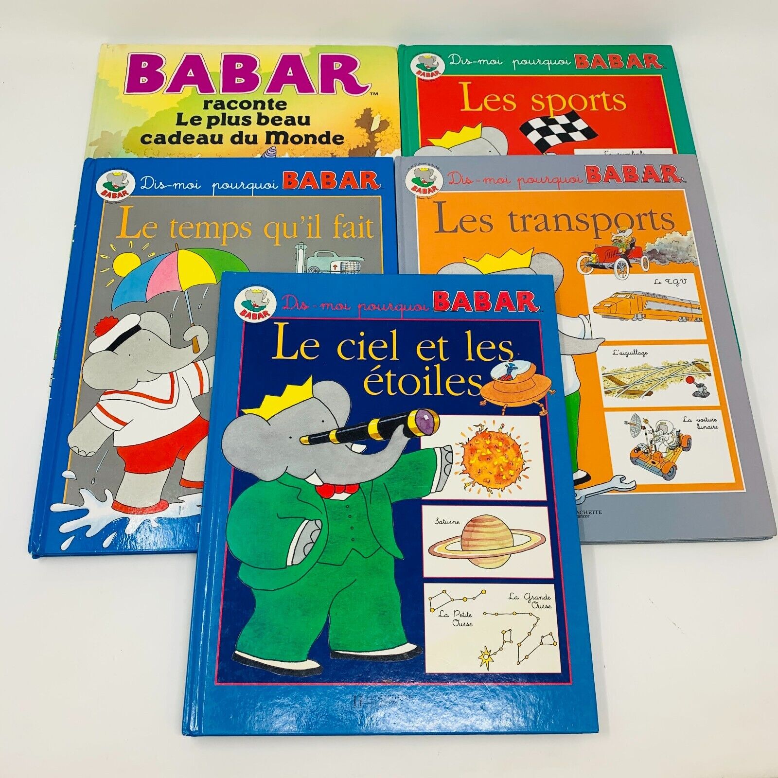 5x Livres Dis moi Babar & Babar Raconte pour Enfants en Français French Children
