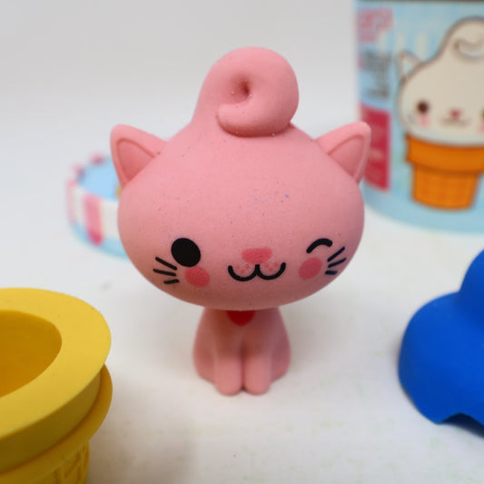 Kitty Cones Erasers Series 1 Miyu Pink Ice Cream with Box 4 Toppings 1 Cone