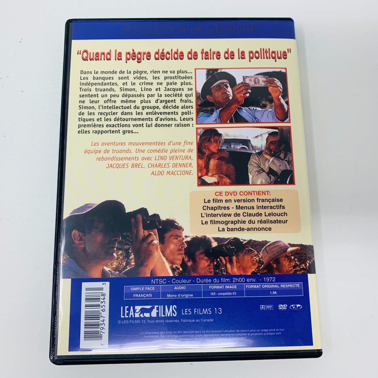 L'Aventure c'est l'Aventure Claude Lelouch Jacques Brel DVD Testé NTSC Français