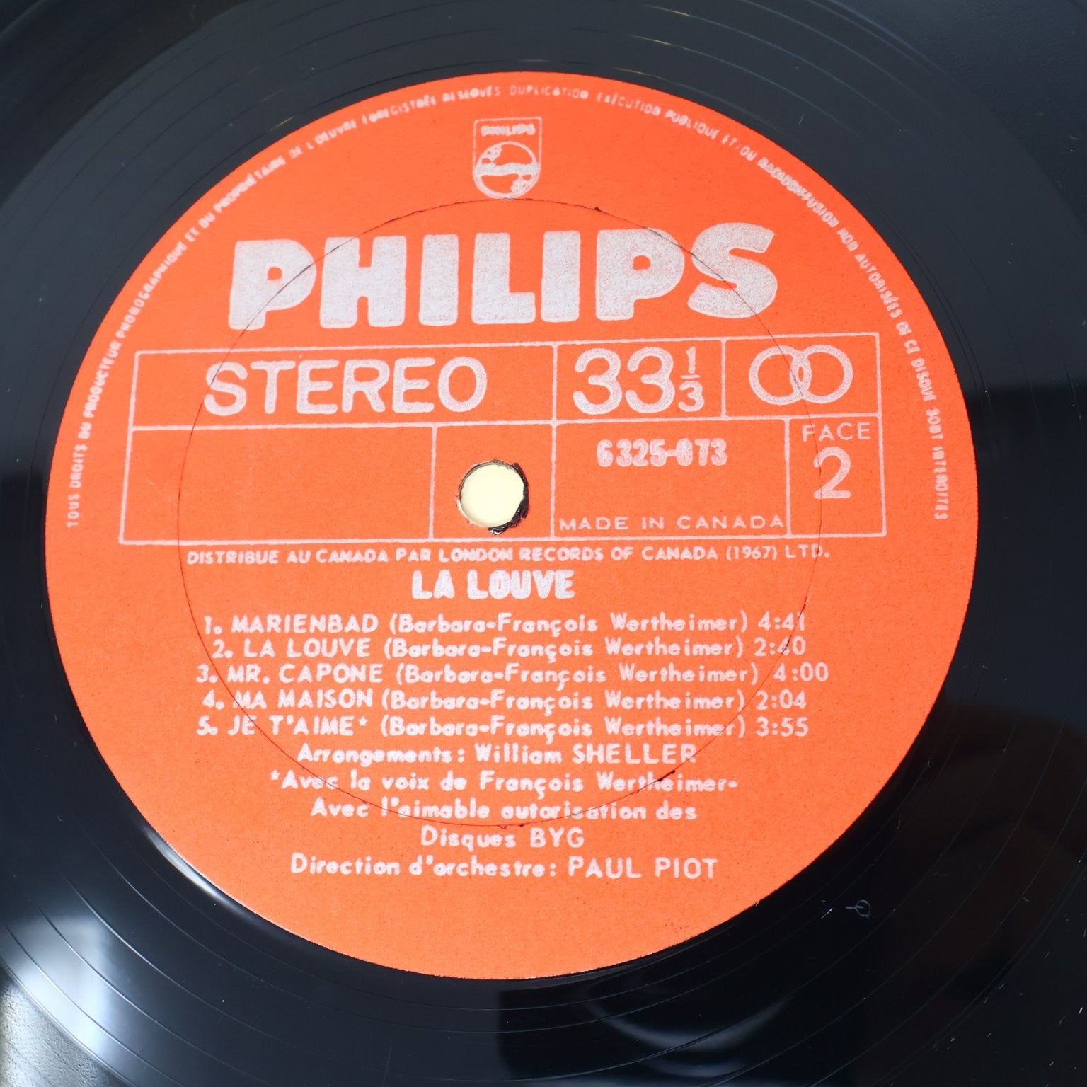 Barbara La Louve LP Record 1973 Philips French Chanson 33 RPM 6325 073 Excellent